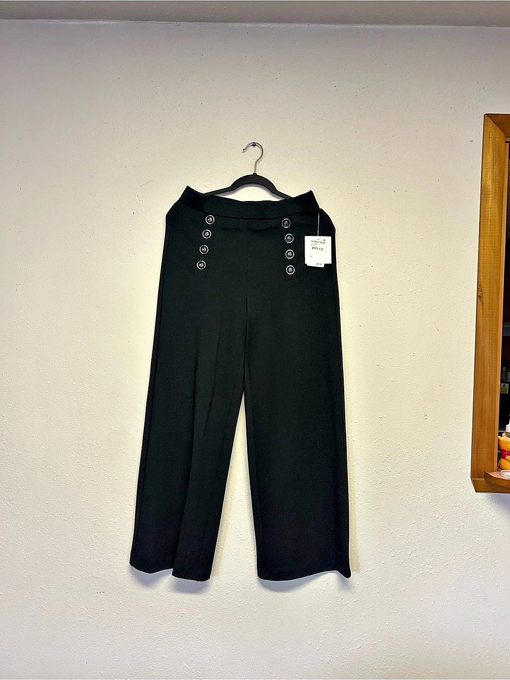 Ellen Tracy NWT Black Wide Leg Sailor Button Pants Size Small